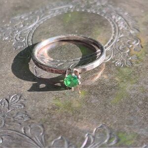 Sweetest little Green Stone Sterling Pinky Ring